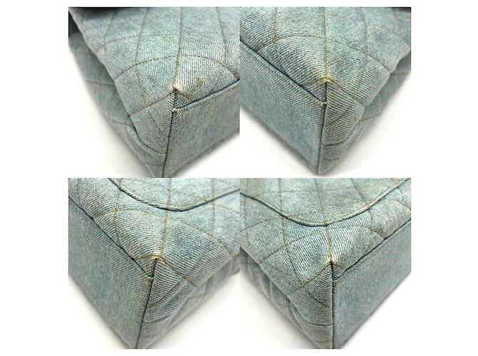 Borsa Chanel in denim e pelle blu indaco - vista 3