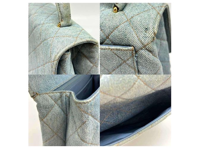 Borsa Chanel in denim e pelle blu indaco - vista 5