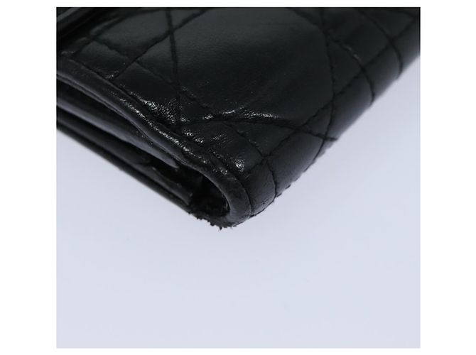 Lady Dior Canage Geldbörse aus schwarzem Lammleder Auth hk1418 - vue 11