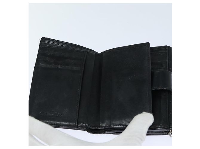 Lady Dior Canage Geldbörse aus schwarzem Lammleder Auth hk1418 - vue 14