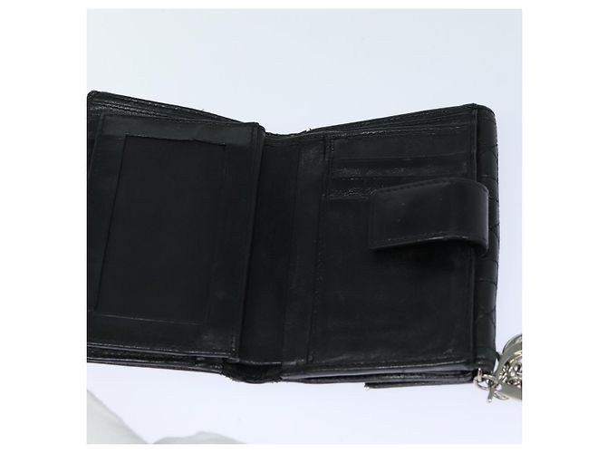 Lady Dior Canage Geldbörse aus schwarzem Lammleder Auth hk1418 - vue 15