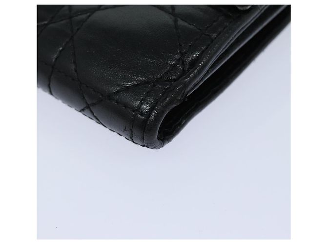 Lady Dior Canage Geldbörse aus schwarzem Lammleder Auth hk1418 - vue 8