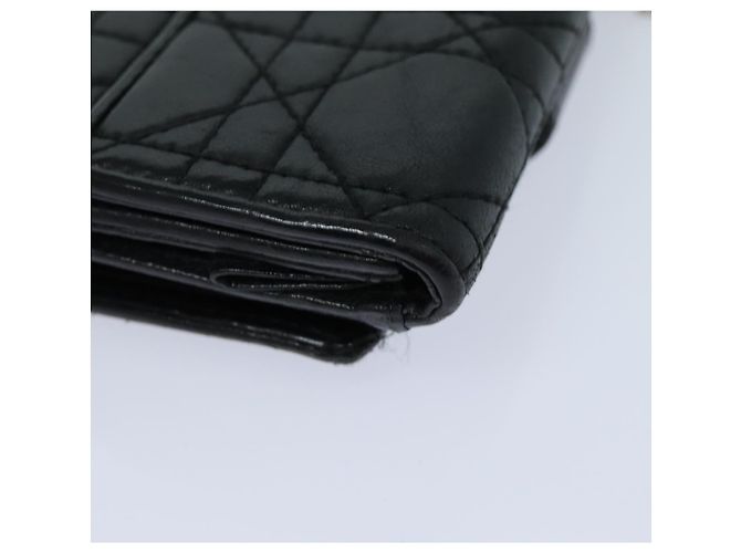 Lady Dior Canage Geldbörse aus schwarzem Lammleder Auth hk1418 - vue 9