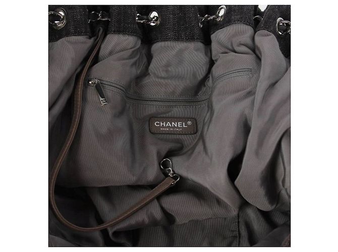 Borsa a spalla in denim trapuntato marrone Chanel - anni 2000 - vista 12