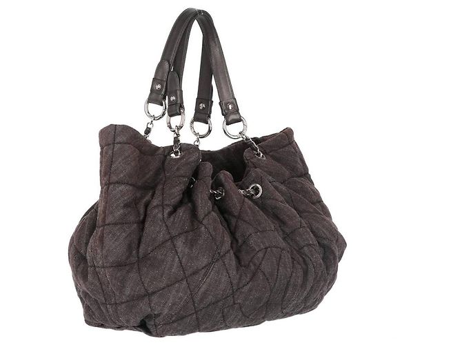 Borsa a spalla in denim trapuntato marrone Chanel - anni 2000 - vista 2