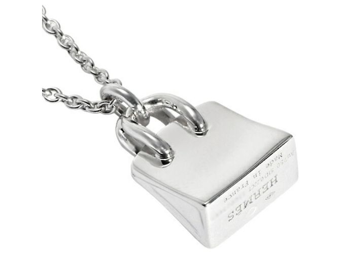 Hermès Collana Amuleto Birkin K18WG in Oro Bianco - vista 4