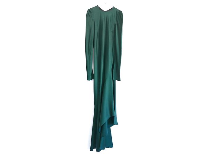 Haider Ackermann Haider Ackerman grünes Satin-Langarmkleid Dunkelgrün - Ansicht 2
