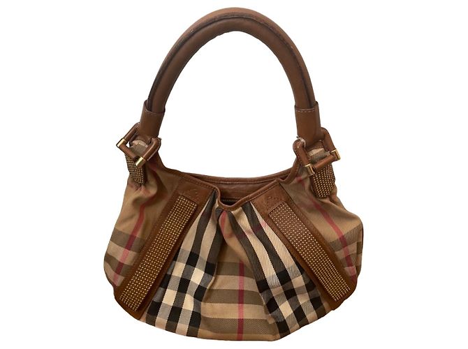Borsa a Spalla Hobo Burberry Beige a Quadri - vista 2