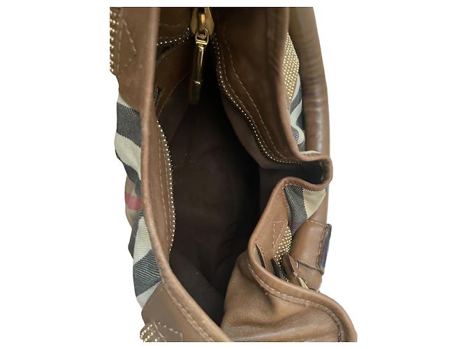 Borsa a Spalla Hobo Burberry Beige a Quadri - vista 3