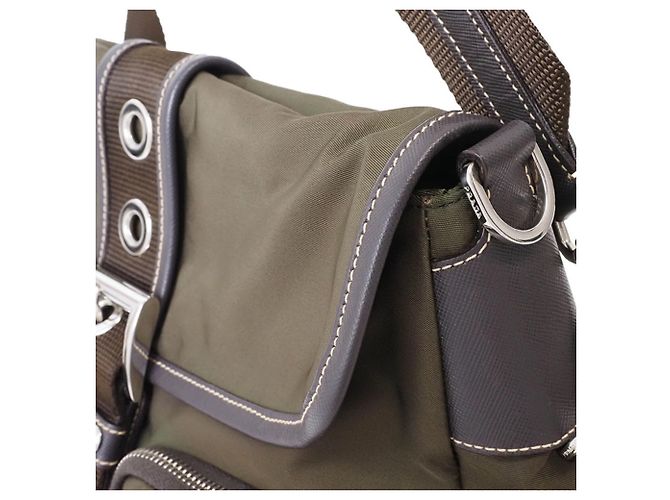Prada Khaki Nylon Schultertasche - Ansicht 12