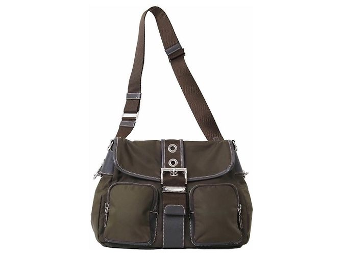 Prada Khaki Nylon Schultertasche - Ansicht 2