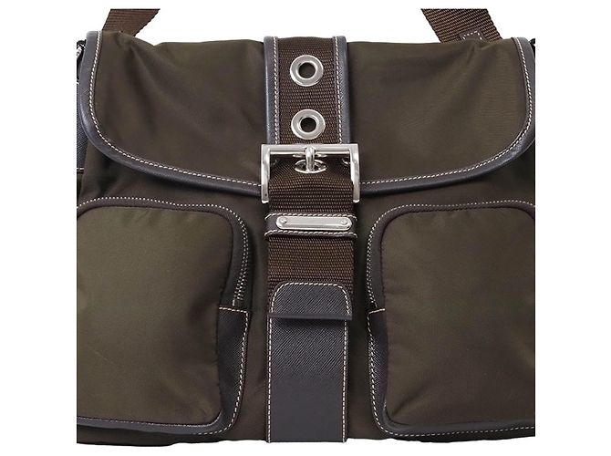 Prada Khaki Nylon Schultertasche - Ansicht 3
