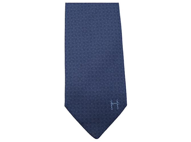 Silk In Hermès Cravatta in seta blu navy Hermes - vista 2