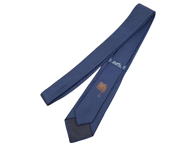 Silk In Hermès Cravatta in seta blu navy Hermes - vista 4