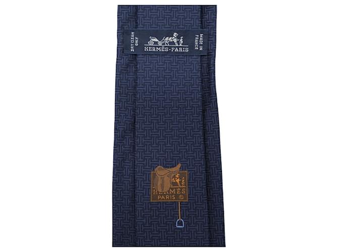 Silk In Hermès Cravatta in seta blu navy Hermes - vista 5