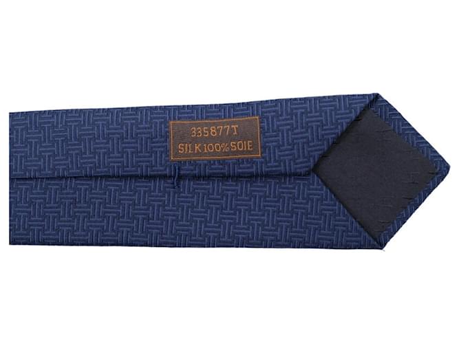 Silk In Hermès Cravatta in seta blu navy Hermes - vista 6
