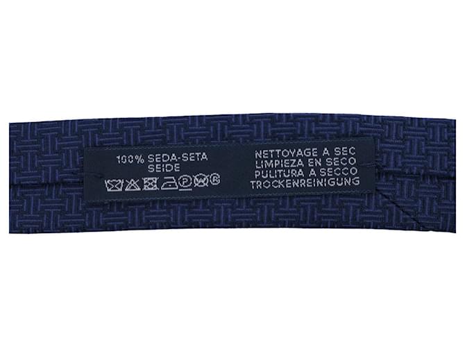 Silk In Hermès Cravatta in seta blu navy Hermes - vista 7