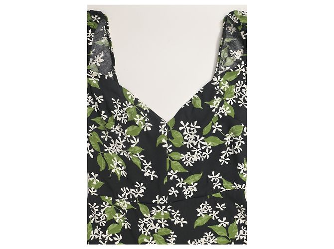 Abito midi con stampa floreale Baxley di Reformation in viscosa nera e verde - vista 10