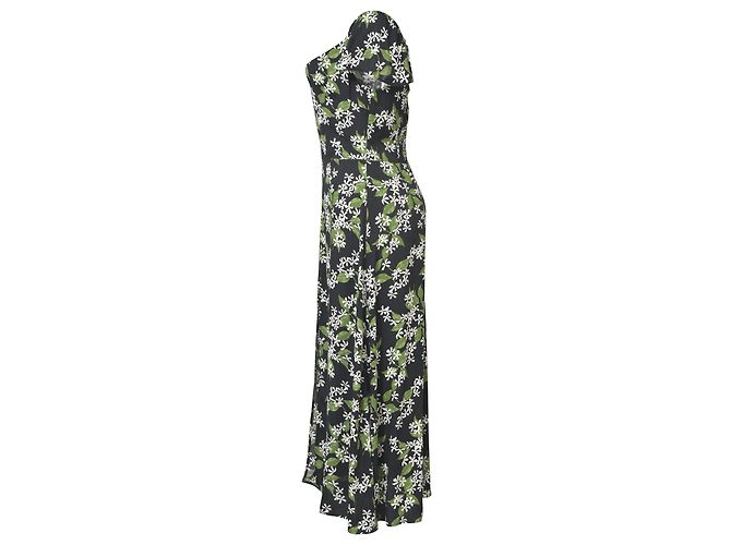 Abito midi con stampa floreale Baxley di Reformation in viscosa nera e verde - vista 2