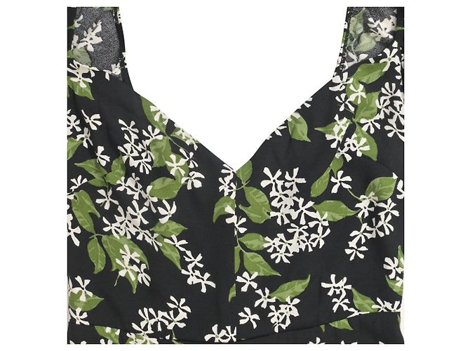 Abito midi con stampa floreale Baxley di Reformation in viscosa nera e verde - vista 5