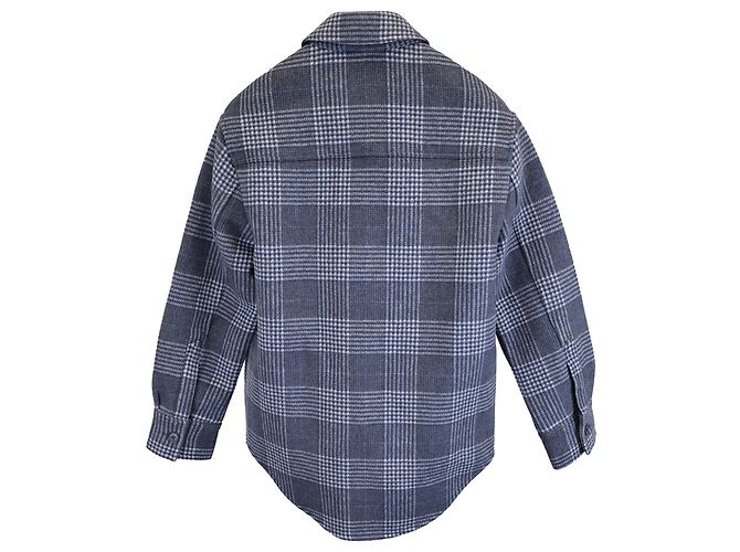 Reformation Karomuster Button-Down Jacke aus blauer Wolle - Ansicht 4