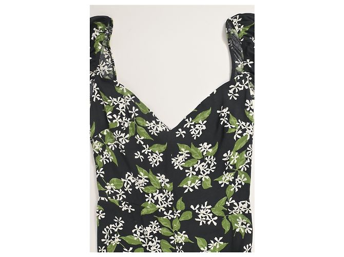 Abito midi con stampa floreale Baxley di Reformation in viscosa nera e verde - vista 10