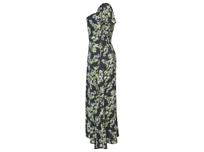 Abito midi con stampa floreale Baxley di Reformation in viscosa nera e verde - vista 2