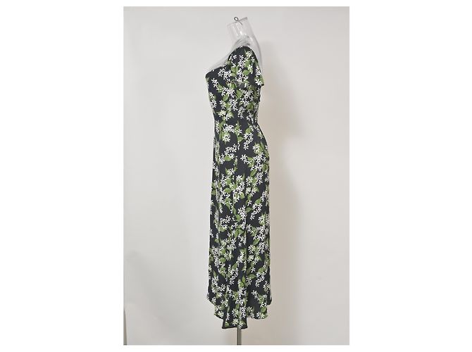 Abito midi con stampa floreale Baxley di Reformation in viscosa nera e verde - vista 7