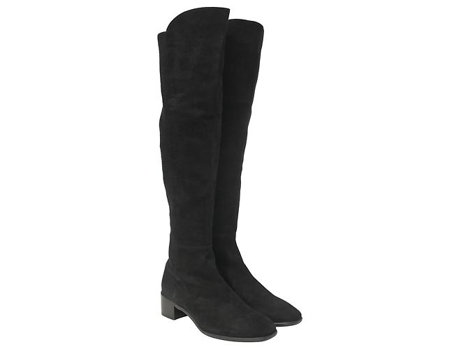 Stivali Tia sopra il ginocchio Stuart Weitzman in suede nero - vista 4