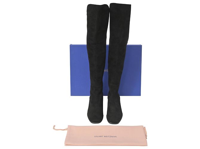 Stivali Tia sopra il ginocchio Stuart Weitzman in suede nero - vista 7