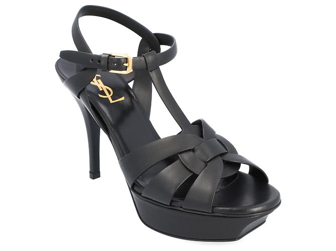 Sandali con piattaforma Tribute Saint Laurent neri Nero - vista 5