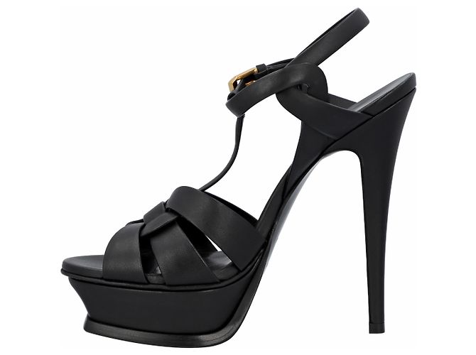 Sandali con piattaforma Tribute Saint Laurent neri Nero - vista 2