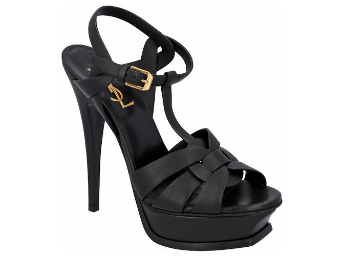 Sandali con piattaforma Tribute Saint Laurent neri Nero - vista 5