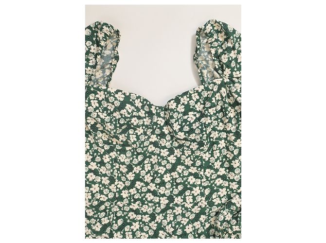 Vestido Mini Mochi con Estampado Floral Reformation en Viscosa Verde - vista 10