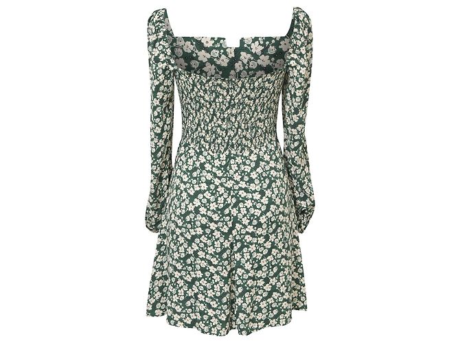 Vestido Mini Mochi con Estampado Floral Reformation en Viscosa Verde - vista 3