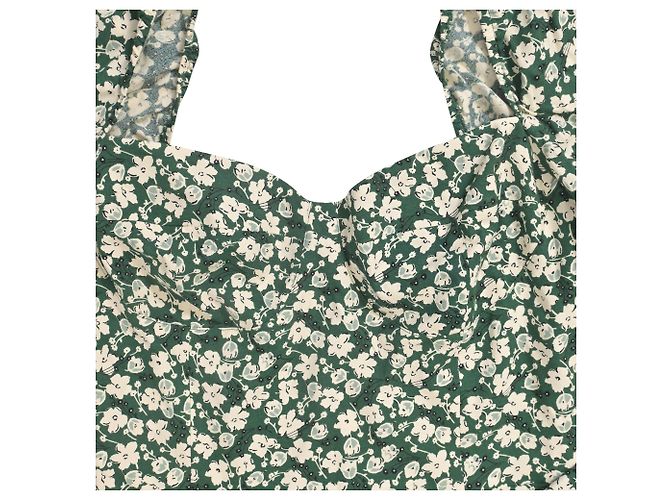 Vestido Mini Mochi con Estampado Floral Reformation en Viscosa Verde - vista 5