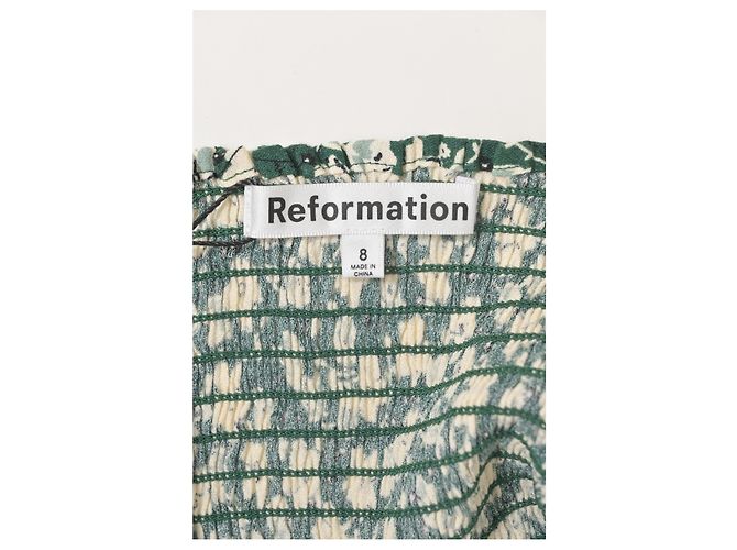 Vestido Mini Mochi con Estampado Floral Reformation en Viscosa Verde - vista 9