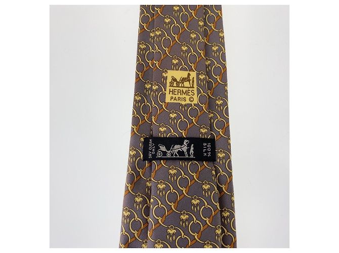 Cravatta in seta Horsebit di Hermès Viola scuro - vista 4