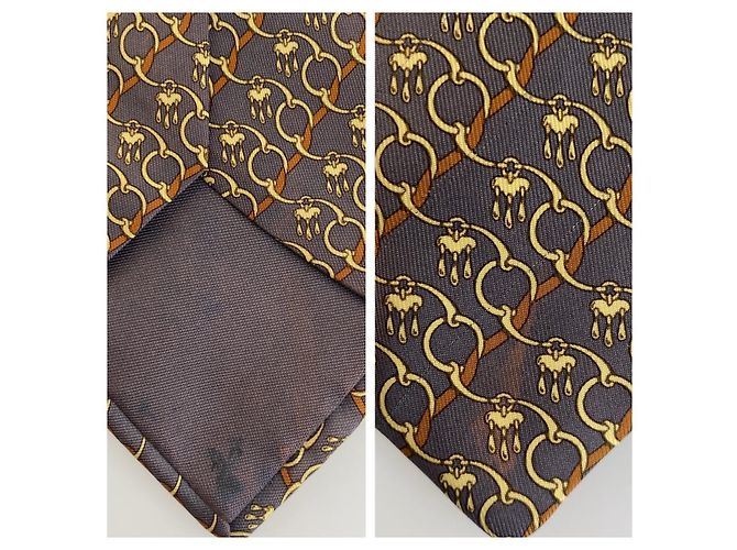 Cravatta in seta Horsebit di Hermès Viola scuro - vista 5