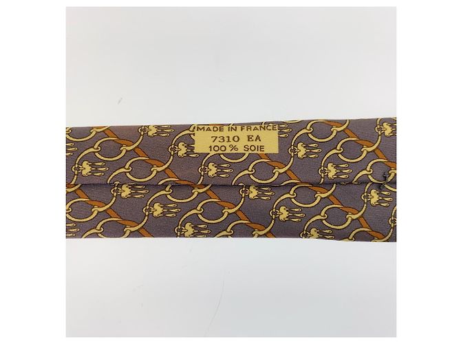 Cravatta in seta Horsebit di Hermès Viola scuro - vista 7
