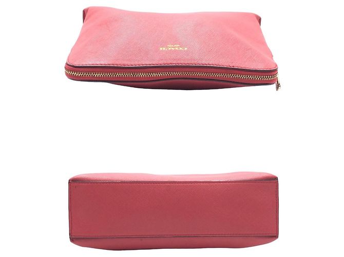 COACH Pouch in pelle di vitello Rosa - vista 9