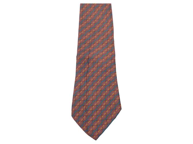 Hermès Wave Pattern Silk Tie 11.5cm Brown - view 4