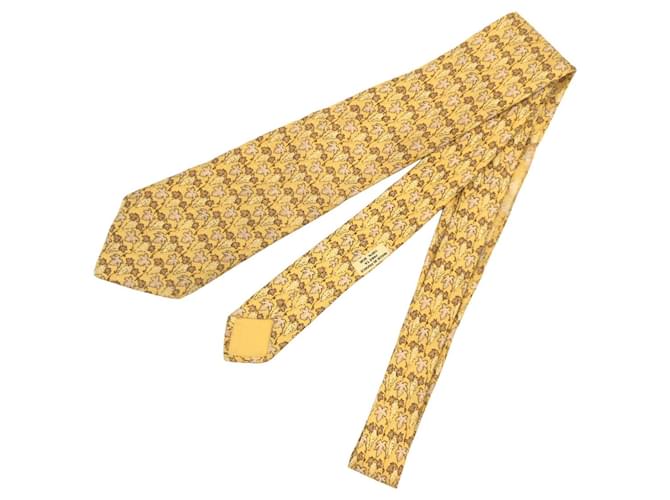 Cravatta in seta Hermès 7663SA Giallo - vista 2