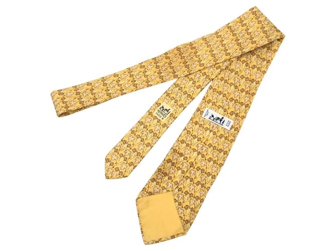 Cravatta in seta Hermès 7663SA Giallo - vista 3