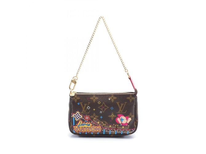 Borsa Louis Vuitton Pochette Accessoires Vivienne Holiday Marrone Rosa Multicolore - vista 2