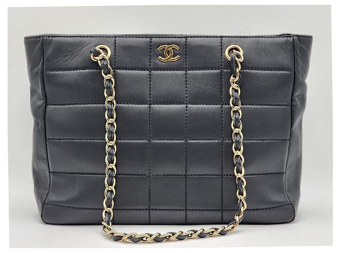 Chanel Schokoladenriegel Einkaufstasche Schwarz - Ansicht 3