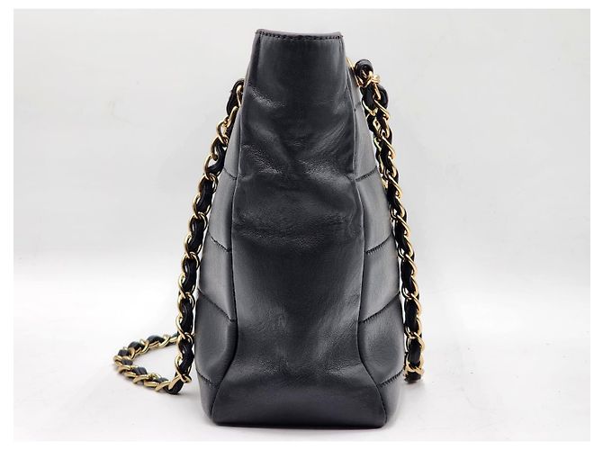 Chanel Schokoladenriegel Einkaufstasche Schwarz - Ansicht 7