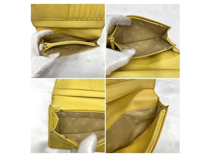 Cartera larga de piel amarilla Chanel Amarillo - vista 11