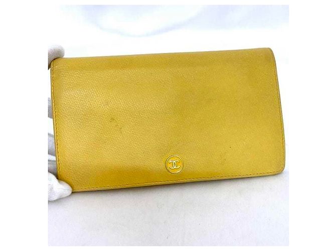 Cartera larga de piel amarilla Chanel Amarillo - vista 6