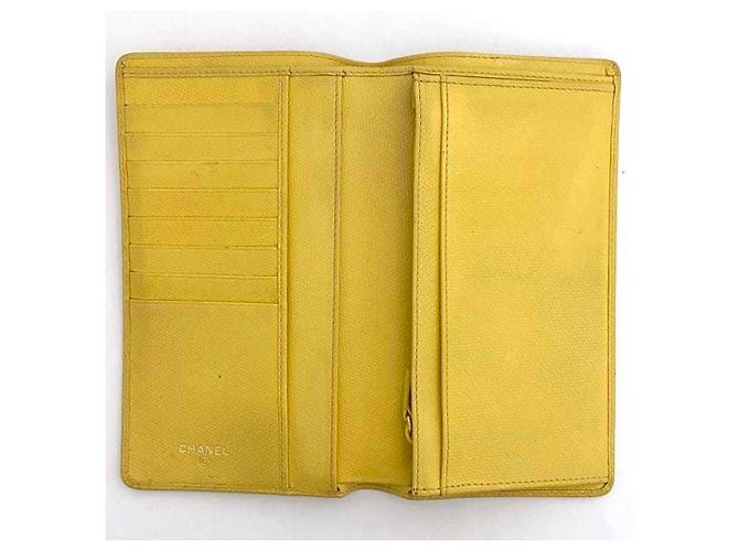 Cartera larga de piel amarilla Chanel Amarillo - vista 8